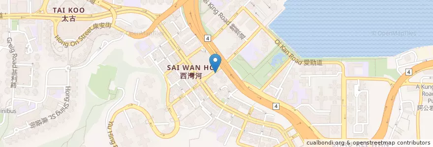 Mapa de ubicacion de 西灣河街市及熟食中心 Sai Wan Ho Market and Cooked Food Centre en 中国, 広東省, 香港, 香港島, 新界, 東區 Eastern District.