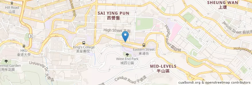 Mapa de ubicacion de Pesto Cafe en 中国, 広東省, 香港, 香港島, 新界, 中西區 Central And Western District.