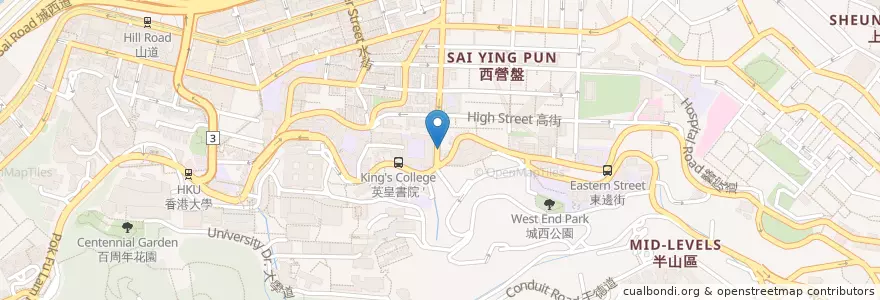 Mapa de ubicacion de Tulsi & Wine en China, Guangdong, Hongkong, Hongkong, New Territories, 中西區 Central And Western District.
