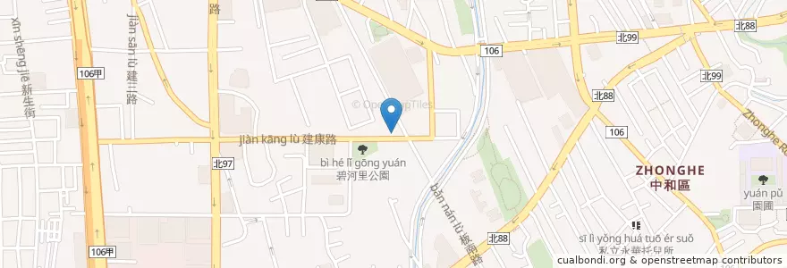 Mapa de ubicacion de 台亞石油中和健康路站 en Taiwan, New Taipei, Zhonghe District.