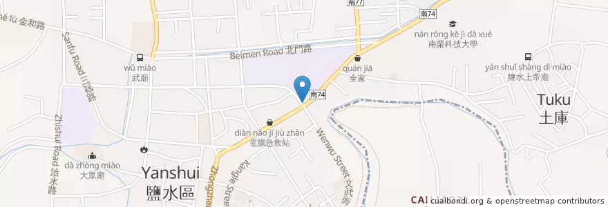 Mapa de ubicacion de 東方美早餐店 en Taïwan, Tainan, District De Yanshui.