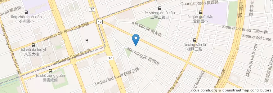 Mapa de ubicacion de 瑞福咖啡 en تايوان, كاوهسيونغ, 苓雅區.