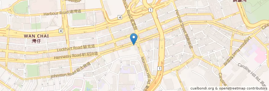 Mapa de ubicacion de 潮興魚蛋粉 en 中国, 广东省, 香港 Hong Kong, 香港島 Hong Kong Island, 新界 New Territories, 灣仔區 Wan Chai District.