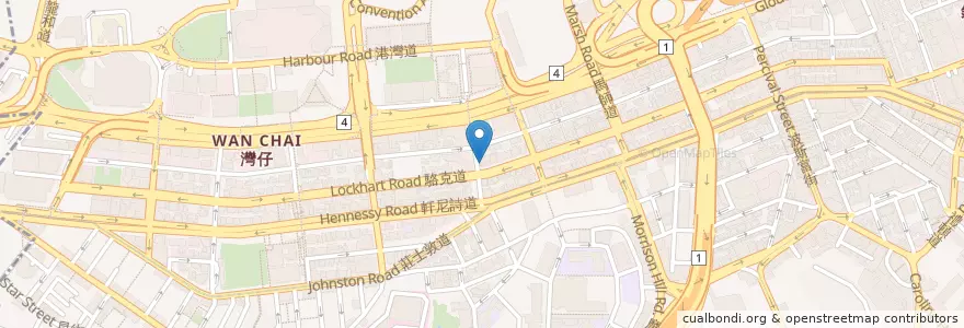 Mapa de ubicacion de Kitchen Place en 中国, 広東省, 香港, 香港島, 新界, 灣仔區 Wan Chai District.