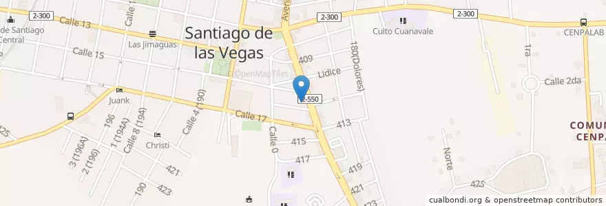 Mapa de ubicacion de Salón de Santiago Norte en Kuba, Havanna, Boyeros.