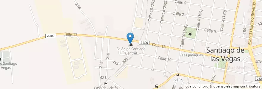 Mapa de ubicacion de Salón de Santiago Central en Cuba, La Havane, Boyeros.