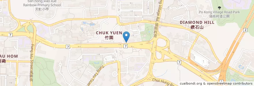 Mapa de ubicacion de Guangdong Barbecue Restaurant en 중국, 광둥성, 홍콩, 가우룽, 신제, 黃大仙區 Wong Tai Sin District.