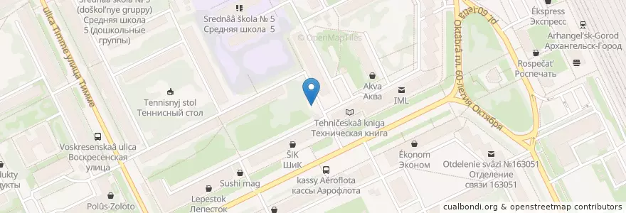 Mapa de ubicacion de Акварель en Russia, Northwestern Federal District, Arkhangelsk Oblast, Primorsky District, Городской Округ Архангельск.