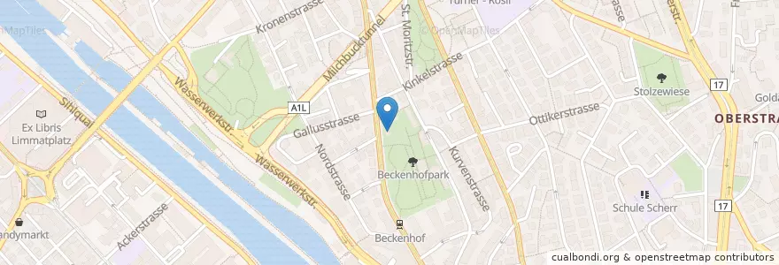 Mapa de ubicacion de Beckenhof en Schweiz/Suisse/Svizzera/Svizra, Zürich, Bezirk Zürich, Zürich.
