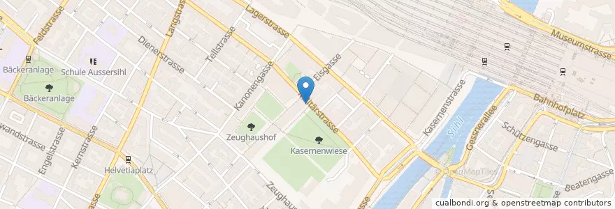 Mapa de ubicacion de Pissoir Militärstrasse en Suisse, Zurich, District De Zurich, Zurich.