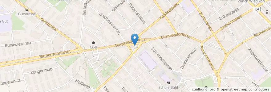 Mapa de ubicacion de Goldbrunnenplatz en 瑞士, 蘇黎世, Bezirk Zürich, Zürich.