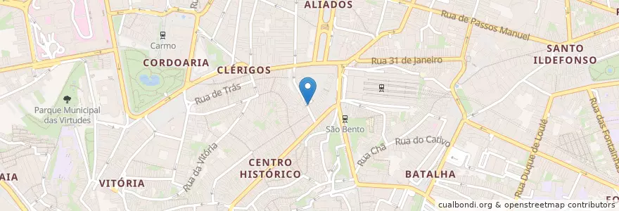 Mapa de ubicacion de Nata Lisboa en 葡萄牙, 北部大區, Área Metropolitana Do Porto, Porto, Porto, Cedofeita, Santo Ildefonso, Sé, Miragaia, São Nicolau E Vitória.