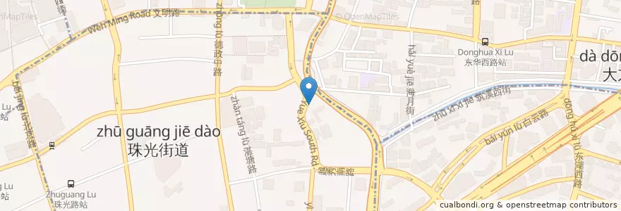 Mapa de ubicacion de 越秀区第二中医医院 en China, Guangdong, Guangzhou, 越秀区, 珠光街道.