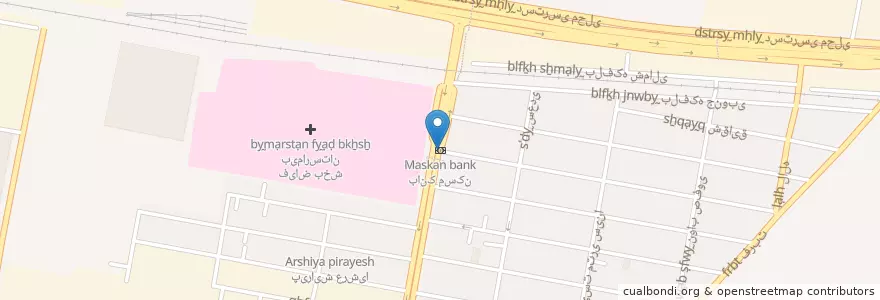 Mapa de ubicacion de بانک مسکن en イラン, テヘラン, شهرستان تهران, テヘラン, بخش مرکزی شهرستان تهران.