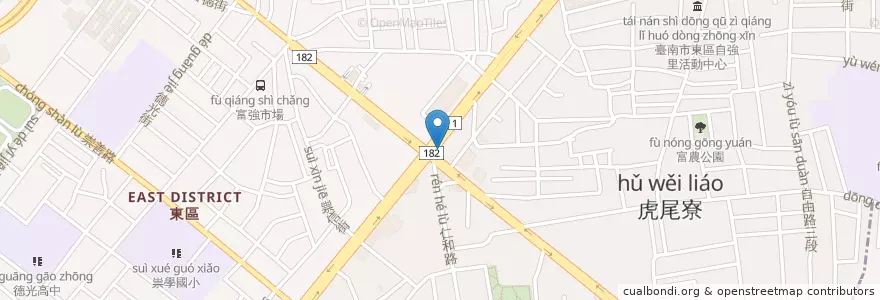 Mapa de ubicacion de 傑美牙醫 en Taiwán, 臺南市, 東區.