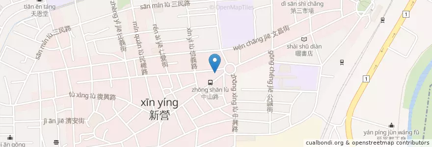 Mapa de ubicacion de 八方雲集 en Taiwan, Tainan, Xinying.
