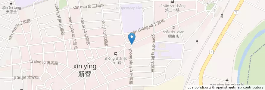 Mapa de ubicacion de 小南便當 en 臺灣, 臺南市, 新營區.