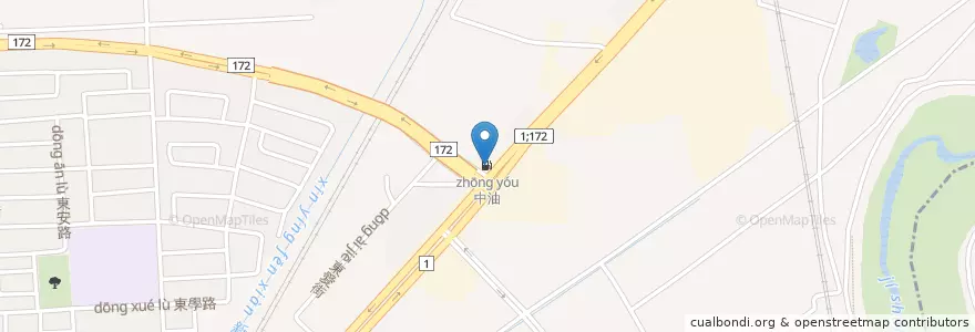Mapa de ubicacion de 全國加油站 en 臺灣, 臺南市, 新營區.