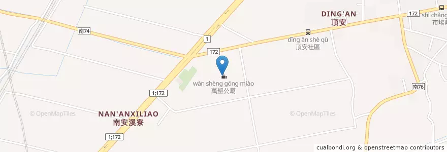 Mapa de ubicacion de 萬聖公廟 en Taiwan, Tainan, Houbi District.