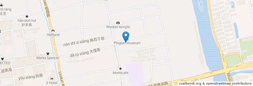 Mapa de ubicacion de 一然堂素食 en 中国, 苏州市, 江苏省, 姑苏区, 平江街道.