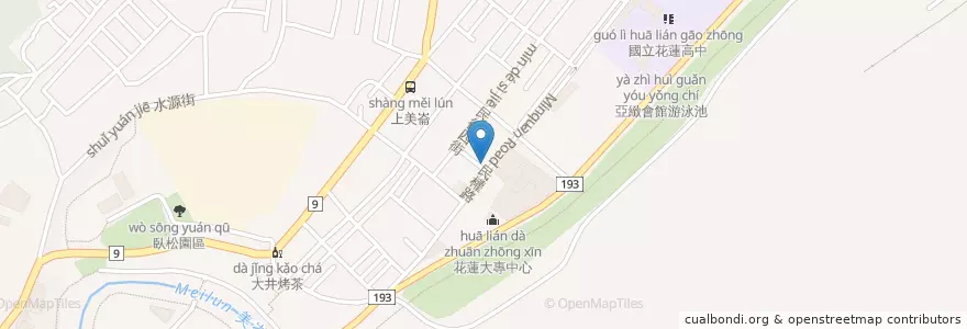 Mapa de ubicacion de 門若教會 en تایوان, 臺灣省, هوالاین, 花蓮市.