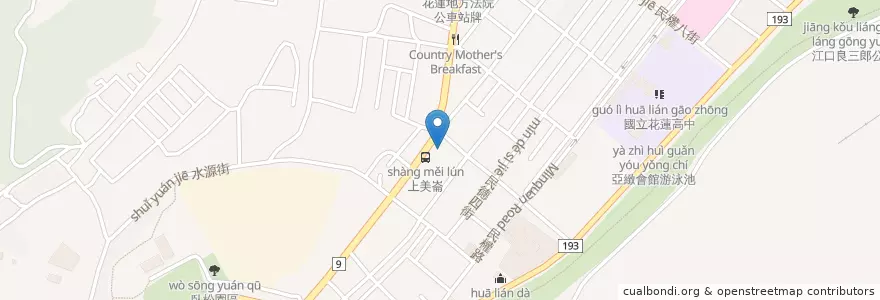 Mapa de ubicacion de 家咖哩 en Taiwan, 臺灣省, Condado De Hualien, 花蓮市.