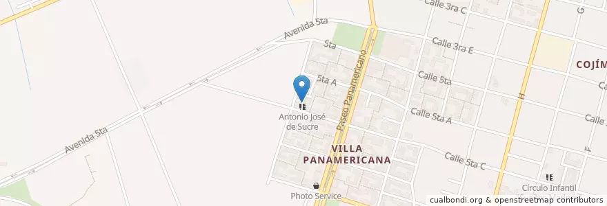 Mapa de ubicacion de Secundaria "José de Sucre" en 쿠바, La Habana, Habana Del Este.