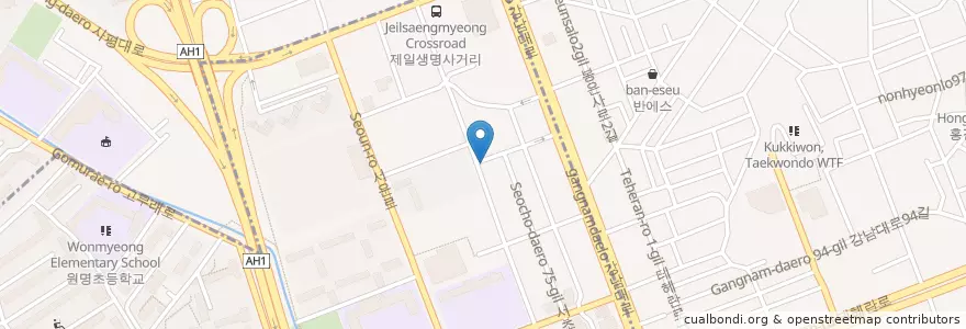 Mapa de ubicacion de 시골야채된장전문점 en Corea Del Sud, Seul, 서초구, 서초동, 서초4동.