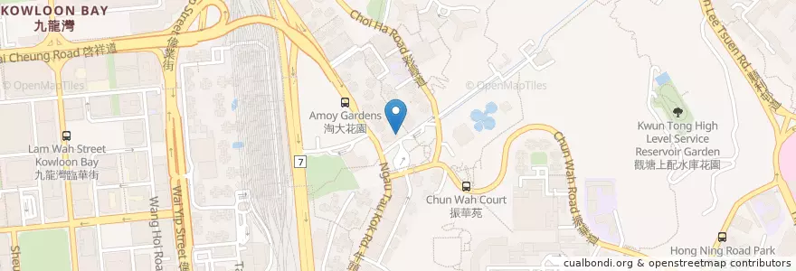 Mapa de ubicacion de Sushi Express en Китай, Гуандун, Гонконг, Цзюлун, Новые Территории, 觀塘區 Kwun Tong District.