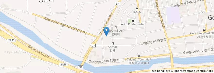 Mapa de ubicacion de 영락교회 (Yeongnak Church) en 대한민국, 경상남도, 거창군.