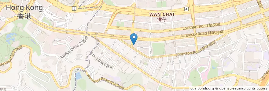 Mapa de ubicacion de 四爺車仔麵專門店 en 중국, 광둥성, 홍콩, 홍콩섬, 신제, 灣仔區 Wan Chai District.