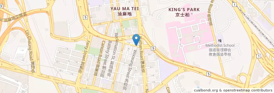 Mapa de ubicacion de QBC Exchange Company en China, Cantão, Hong Kong, Kowloon, Novos Territórios, 油尖旺區 Yau Tsim Mong District.