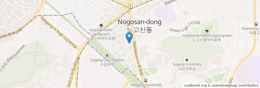 Mapa de ubicacion de 팔색삼겹살 en Korea Selatan, 서울, 마포구.