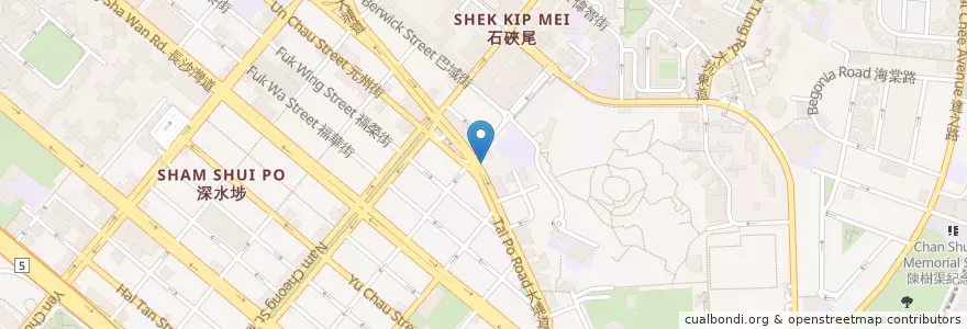 Mapa de ubicacion de 創興銀行 Chong Hing Bank en 中国, 广东省, 香港 Hong Kong, 九龍 Kowloon, 新界 New Territories, 深水埗區 Sham Shui Po District.