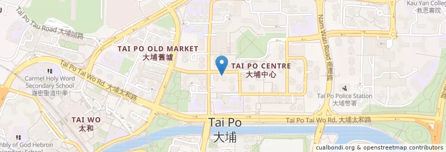 Mapa de ubicacion de Hang Seng Bank en China, Hong Kong, Guangdong, New Territories, Tai Po District.