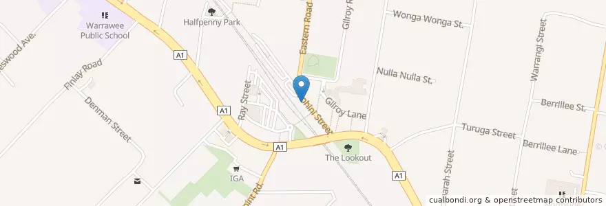 Mapa de ubicacion de Turramurra Station, Rohini Street en Australia, Nueva Gales Del Sur, Sydney, Ku-Ring-Gai Council.