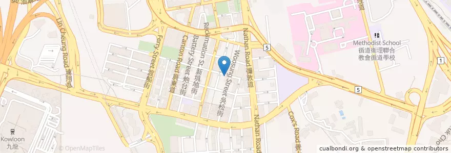 Mapa de ubicacion de Street Fast Food en China, Guangdong, Hongkong, Kowloon, New Territories, 油尖旺區 Yau Tsim Mong District.