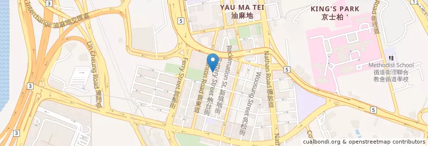 Mapa de ubicacion de D&B Light Food Restaurant en 中国, 广东省, 香港 Hong Kong, 九龍 Kowloon, 新界 New Territories, 油尖旺區 Yau Tsim Mong District.