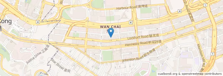 Mapa de ubicacion de Club Crossroads en 중국, 광둥성, 홍콩, 홍콩섬, 신제, 灣仔區 Wan Chai District.