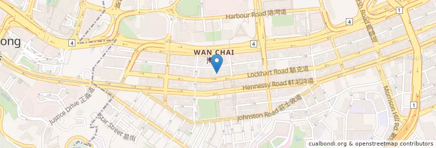 Mapa de ubicacion de 駱克美食 en 中国, 広東省, 香港, 香港島, 新界, 灣仔區 Wan Chai District.