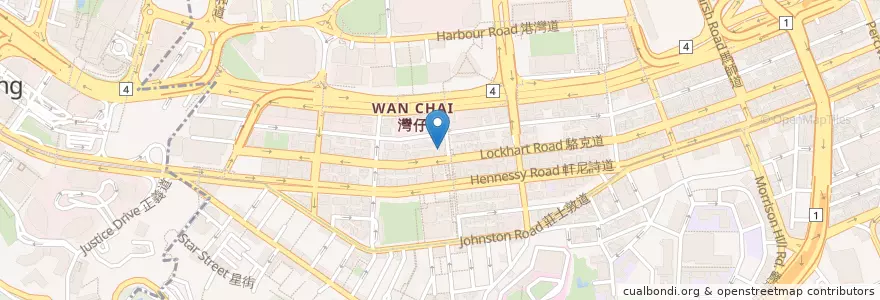 Mapa de ubicacion de Ada美食廣場 en الصين, غوانغدونغ, هونغ كونغ, جزيرة هونغ كونغ, الأقاليم الجديدة, 灣仔區 Wan Chai District.