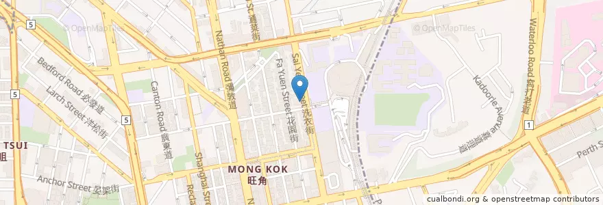 Mapa de ubicacion de Money Exchange en Chine, Guangdong, Hong Kong, Kowloon, Nouveaux Territoires, 油尖旺區 Yau Tsim Mong District.