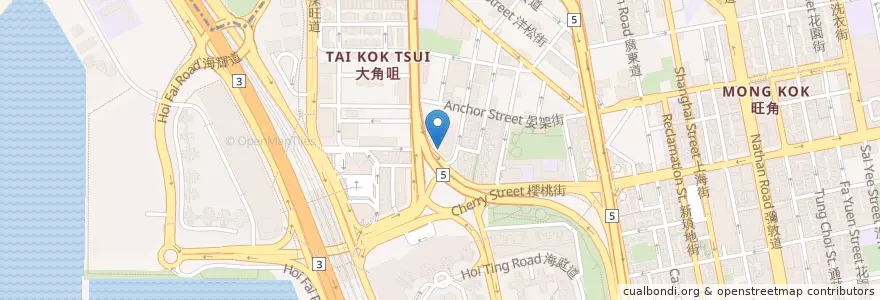 Mapa de ubicacion de Starbucks en China, Provincia De Cantón, Hong Kong, Kowloon, Nuevos Territorios, 油尖旺區 Yau Tsim Mong District.
