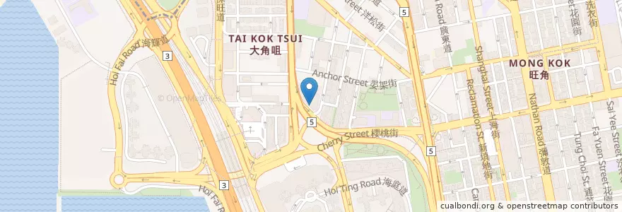 Mapa de ubicacion de Subway en 중국, 광둥성, 홍콩, 가우룽, 신제, 油尖旺區 Yau Tsim Mong District.
