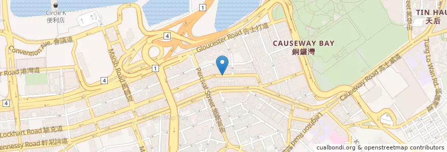 Mapa de ubicacion de 宏發燒臘飯店 en 중국, 광둥성, 홍콩, 홍콩섬, 신제, 灣仔區 Wan Chai District.