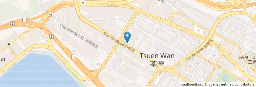 Mapa de ubicacion de TW Soho en Çin, Guangdong, Hong Kong, Yeni Bölgeler, 荃灣區 Tsuen Wan District.