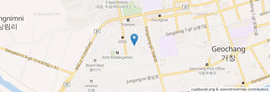 Mapa de ubicacion de 일반음식점 (Ilbaneumsikjeom) en 대한민국, 경상남도, 거창군.