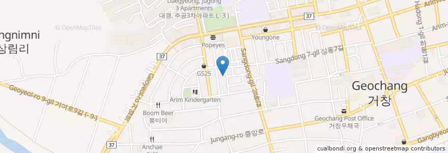 Mapa de ubicacion de 비룡 (Biryong) en 대한민국, 경상남도, 거창군.