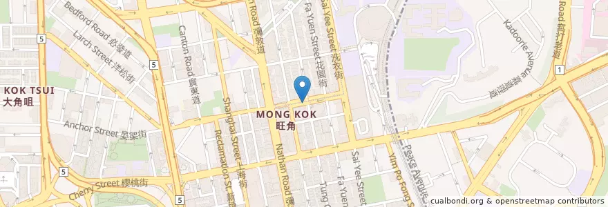 Mapa de ubicacion de Noodles Restaurant en China, Provincia De Cantón, Hong Kong, Kowloon, Nuevos Territorios, 油尖旺區 Yau Tsim Mong District.