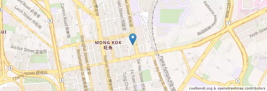 Mapa de ubicacion de 利苑酒家 Lei Garden en Çin, Guangdong, Hong Kong, Kowloon, Yeni Bölgeler, 油尖旺區 Yau Tsim Mong District.